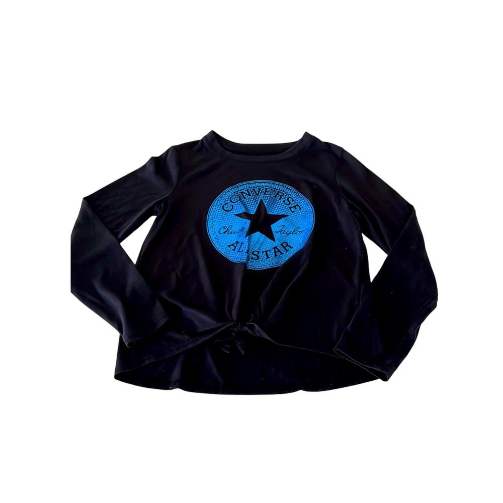 Converse All Star Black Tie-front Long Sleeve Shirt Size Youth Medium (10/12)